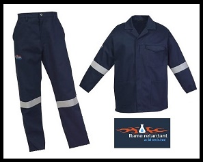 Navy Flame and Acid Proof conti suit overalls (D59 - 100% cotton - 285gm2) with YKK Zips & Silver Reflective Tape SABS