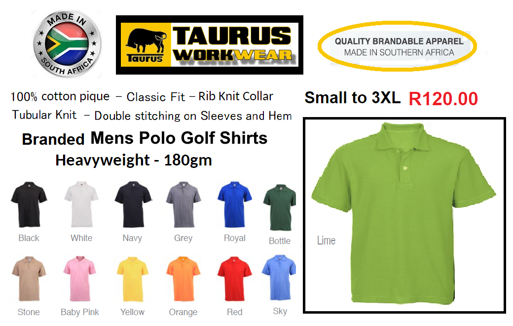 Branded Mens Polo Golf Shirts - 180 Grams