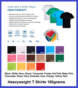 Heavyweight T Shirts 180grams