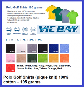 VicBay Polo Golf Shirts 195grams