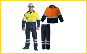 Barron Two Tone Reflective 2piece conti suit overalls (poly cotton) in Lime Green or Orange jacket tops and Navy Pants Banner