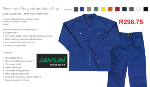 Javlin Poly Cotton Conti Suit
