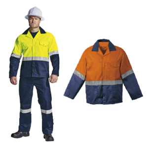 Lime - Navy and Orange - Two Tone reflective conti suit overalls (poly cotton) with Silver Reflective Tape