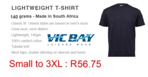 Vicbay Lightweight T/Shirts - 100% cotton – 140 grams