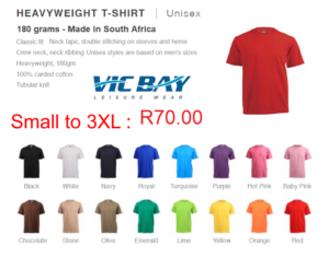 Vicbay Heavyweight T/Shirts - 100% cotton – 180 grams