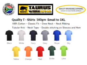 T-Shirts - 100% cotton – 160gm